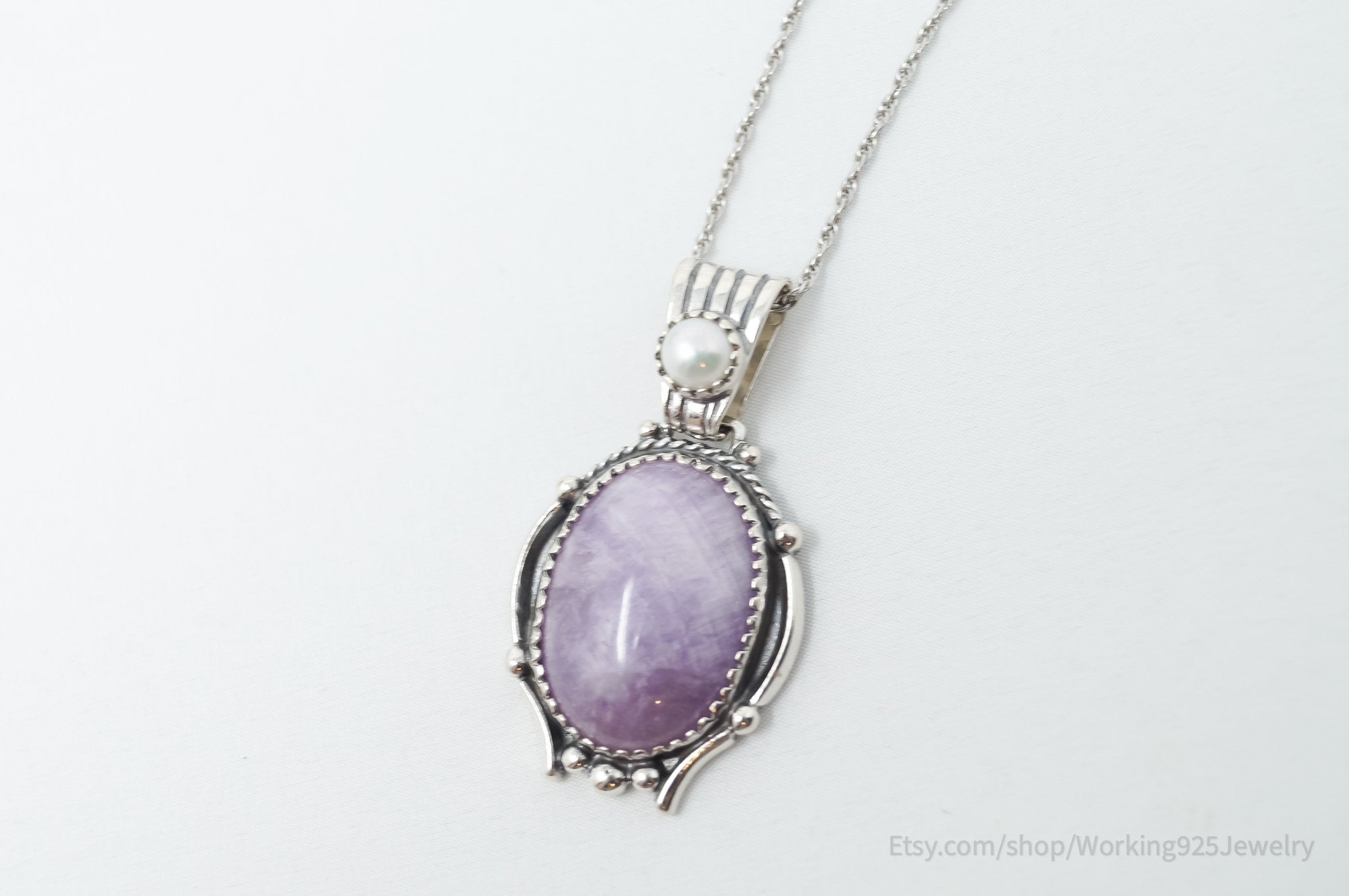 Vintage Southwestern Charoite Pearl Sterling Silver Necklace | Jewelry > Necklaces > Pendants | Wiccan Center
