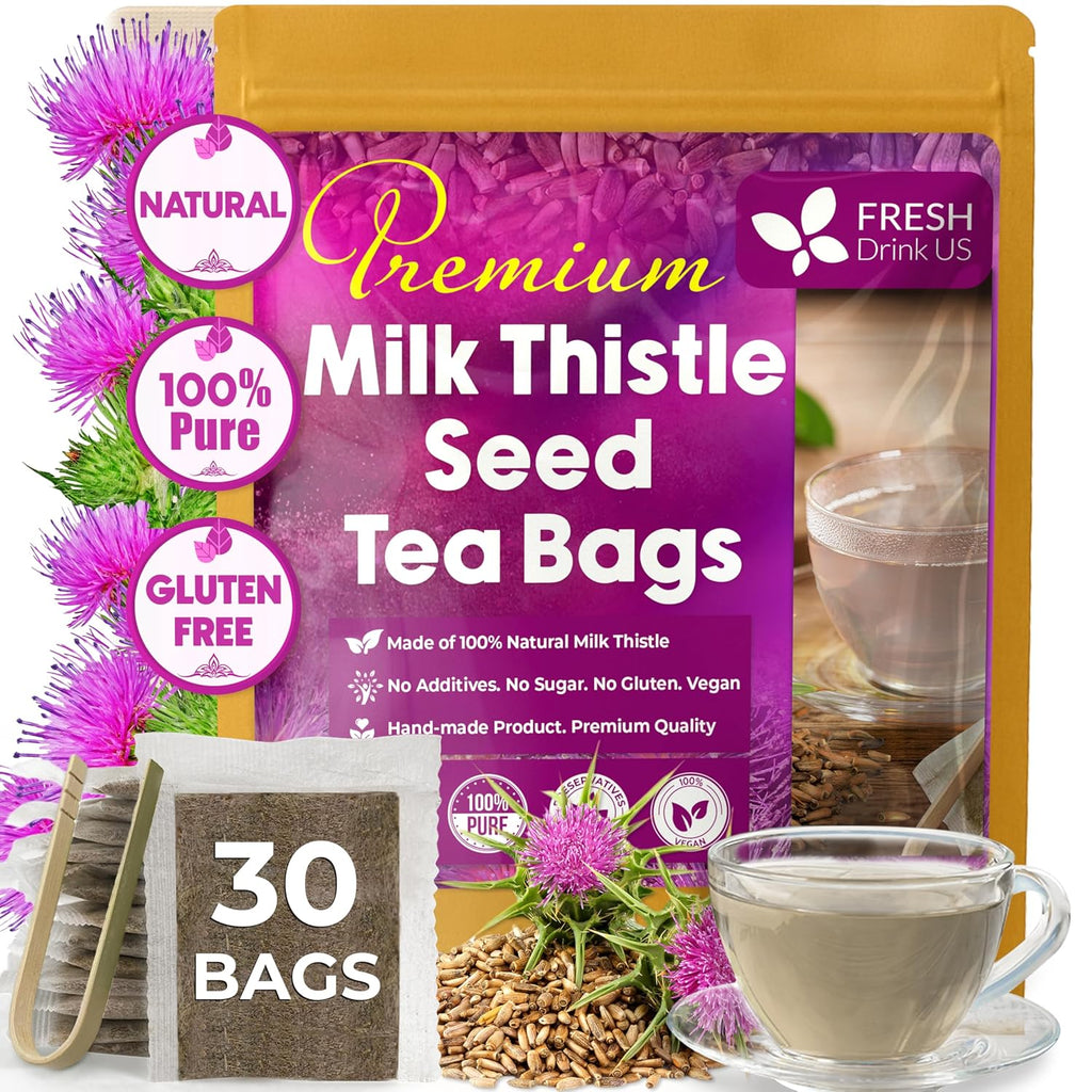 Premium Milk Thistle Tea Bags, 100% Natural & Pure from Milk Thistle Seeds. Milk Thistle Seed Herbal Tea. Milk Thistle Seed Tea. Made with Natural Material Tea Bags. No Sugar, No Caffeine, No Gluten, Vegan. | Tea | Wiccan Center