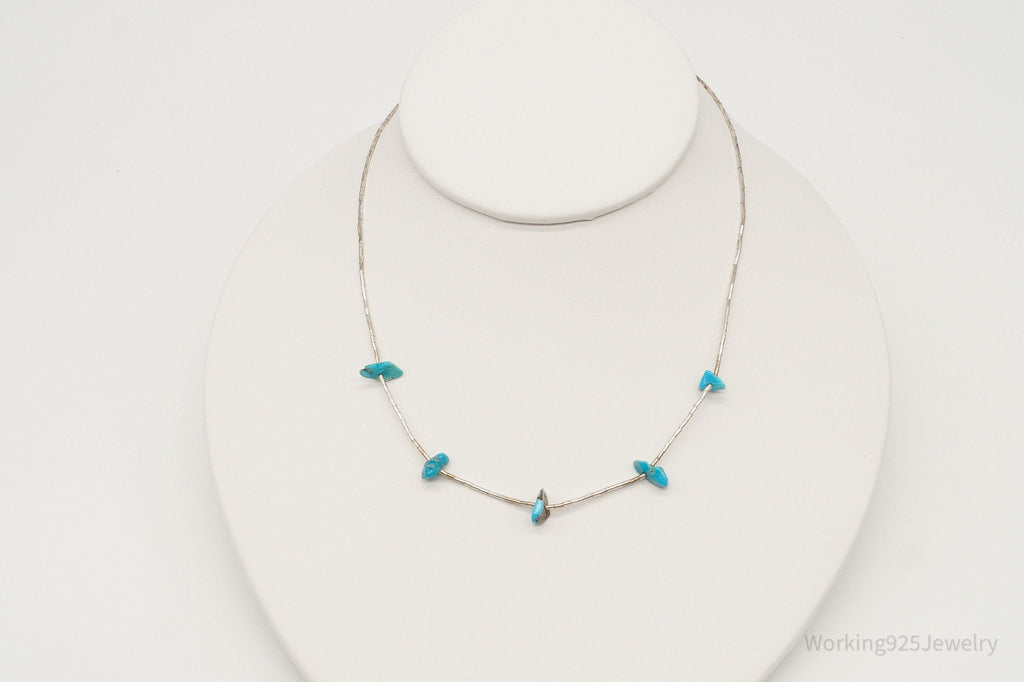 Vintage Native American Unsigned Turquoise Silver Bead Necklace | Jewelry > Necklaces > Pendants | Wiccan Center