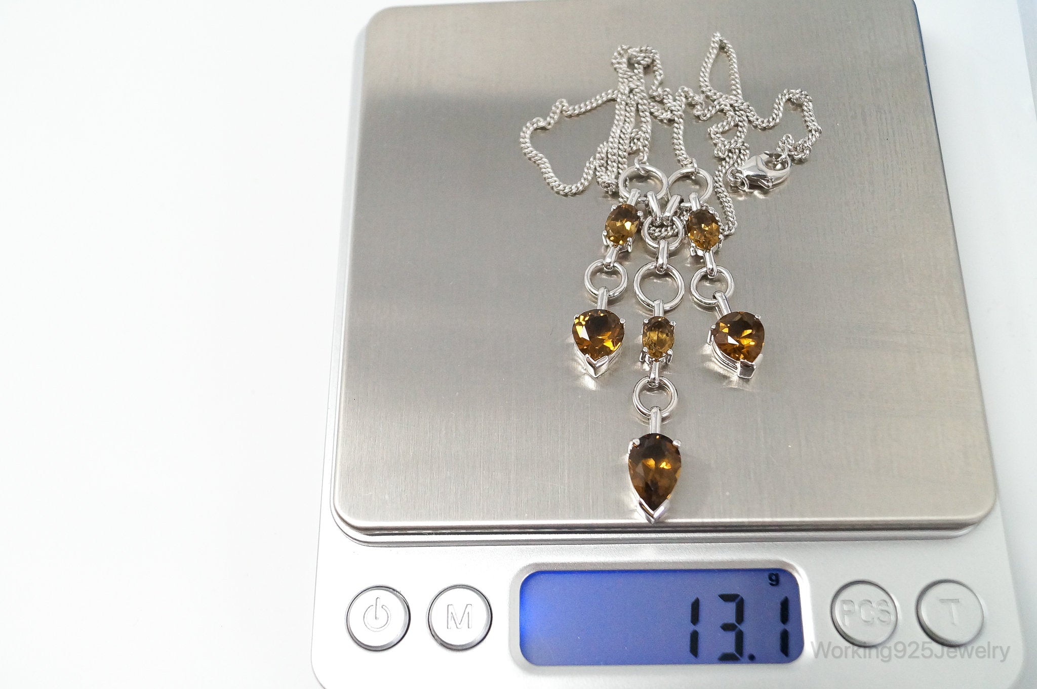 Vintage Smoky Topaz Modernist Sterling Silver Necklace | Jewelry > Necklaces > Pendants | Wiccan Center