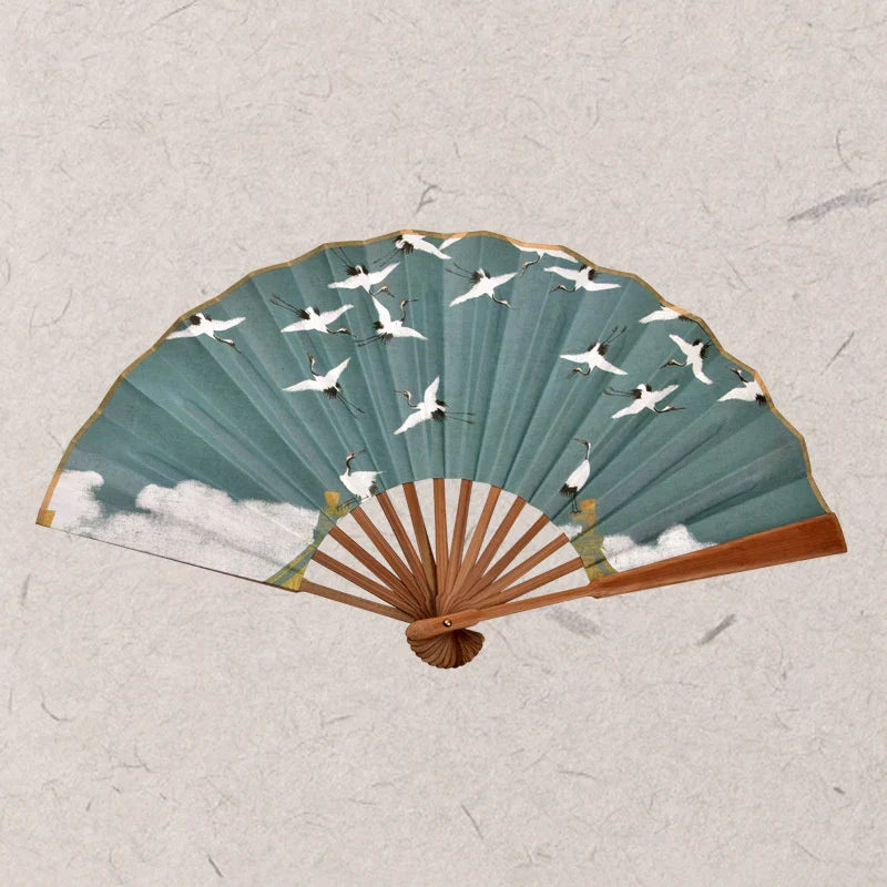 Vintage Bamboo & Silk Folding Hand Fan – Art Floral Design | Fans | Wiccan Center