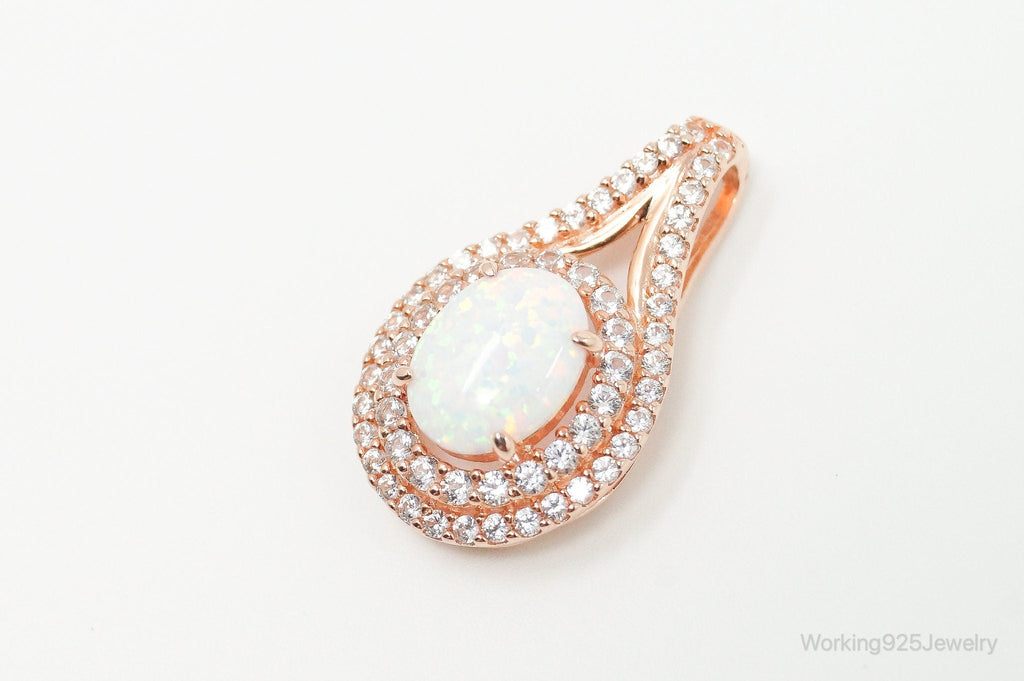 Opal Cubic Zirconia Rose Gold Vermeil Sterling Silver Necklace Pendant | Jewelry > Necklaces > Pendants | Wiccan Center