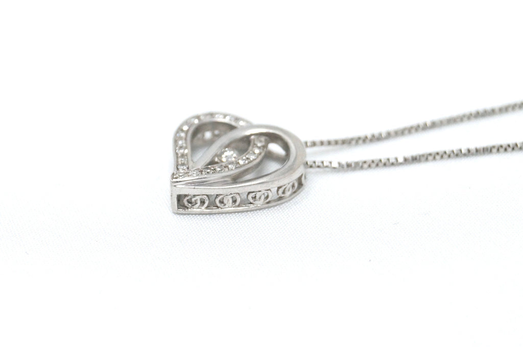 Lovely Vintage Cz Accented Open Heart Sterling Silver Necklace 22" - | Jewelry > Necklaces > Pendants | Wiccan Center
