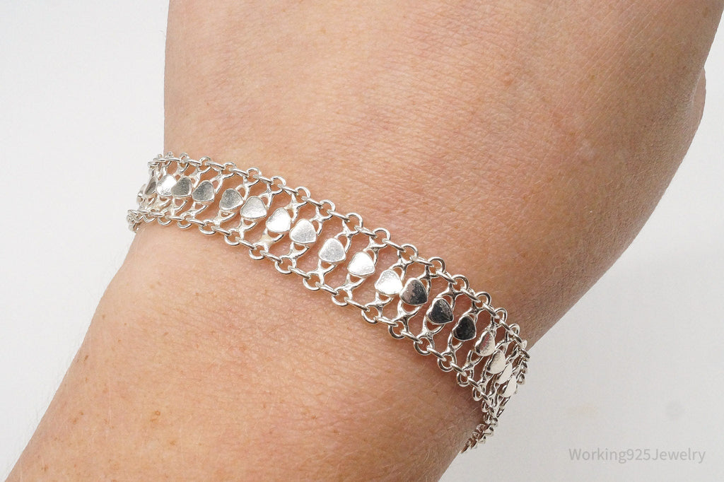 Vintage Hearts Mesh Chain Link Sterling Silver Bracelet | Jewelry > Bracelets | Wiccan Center
