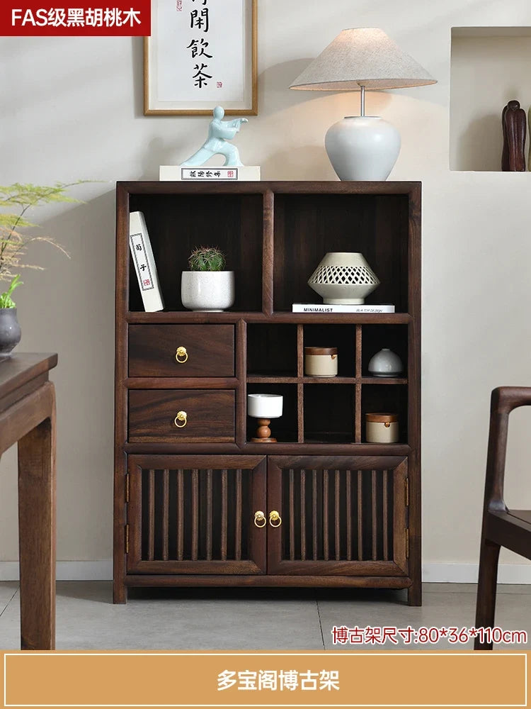 Luxury Chinese Solid Wood Curio Cabinet – Oriental Living Room Display Credenza | Storage Cabinet | Wiccan Center