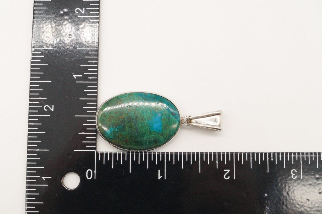 Vintage Large Chrysocolla 950 Silver Pendant | Jewelry > Necklaces > Pendants | Wiccan Center
