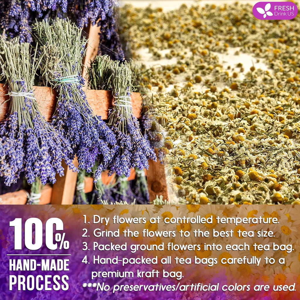 Premium Chamomile Lavender Tea Bags, Eco-conscious Tea Bags. No Sugar, No Caffeine, No Gluten, Vegan. | Tea | Wiccan Center