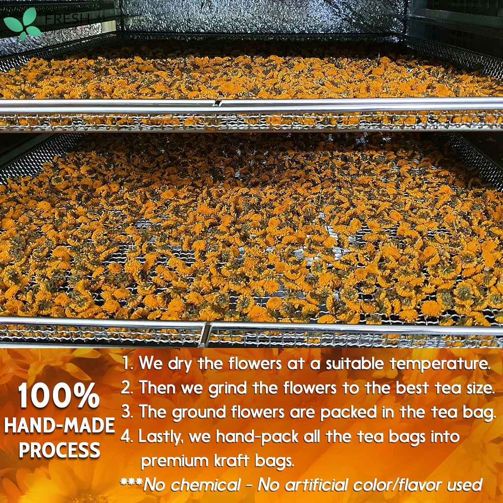 Calendula Tea Bags, 100% Natural and Pure Calendula Flowers, Eco-conscious Tea Bags. Calendula Flower Herbal Tea. No Sugar, No Caffeine, No Gluten, Vegan. | Tea | Wiccan Center
