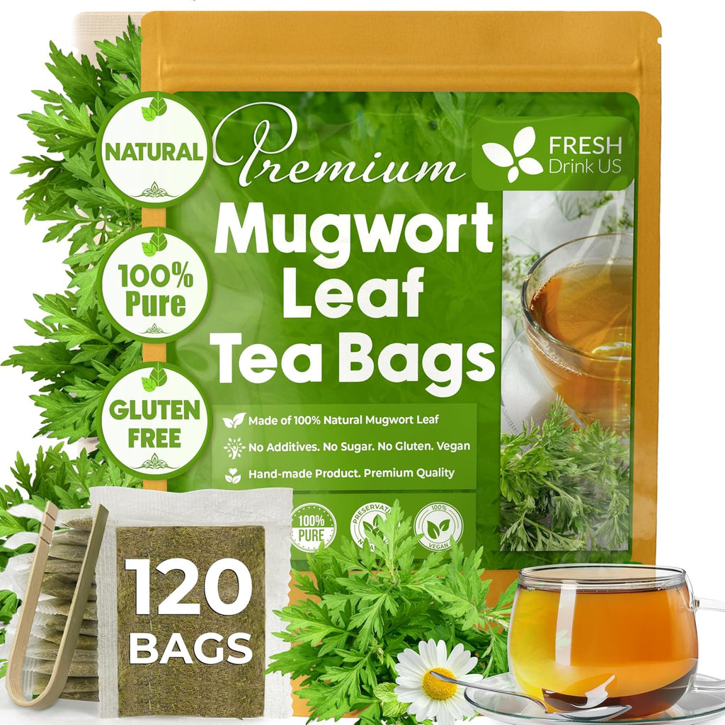 Mugwort Leaf Tea Bags, 100% Natural and Pure Mugwort Leaves, Loose Leaf Mugwort Herbal Tea, Mugwort Leaf Tea, No Sugar, No Caffeine, No Gluten, Vegan. | Tea | Wiccan Center