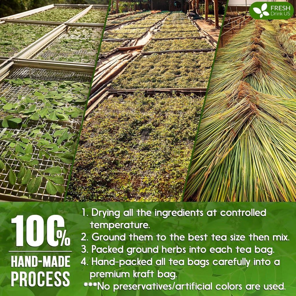 Premium Tulsi Moringa Lemongrass Tea Bags, 100% Natural & Pure from Tulsi Holy Basil Leaves, Moringa & Lemongrass. | Tea | Wiccan Center