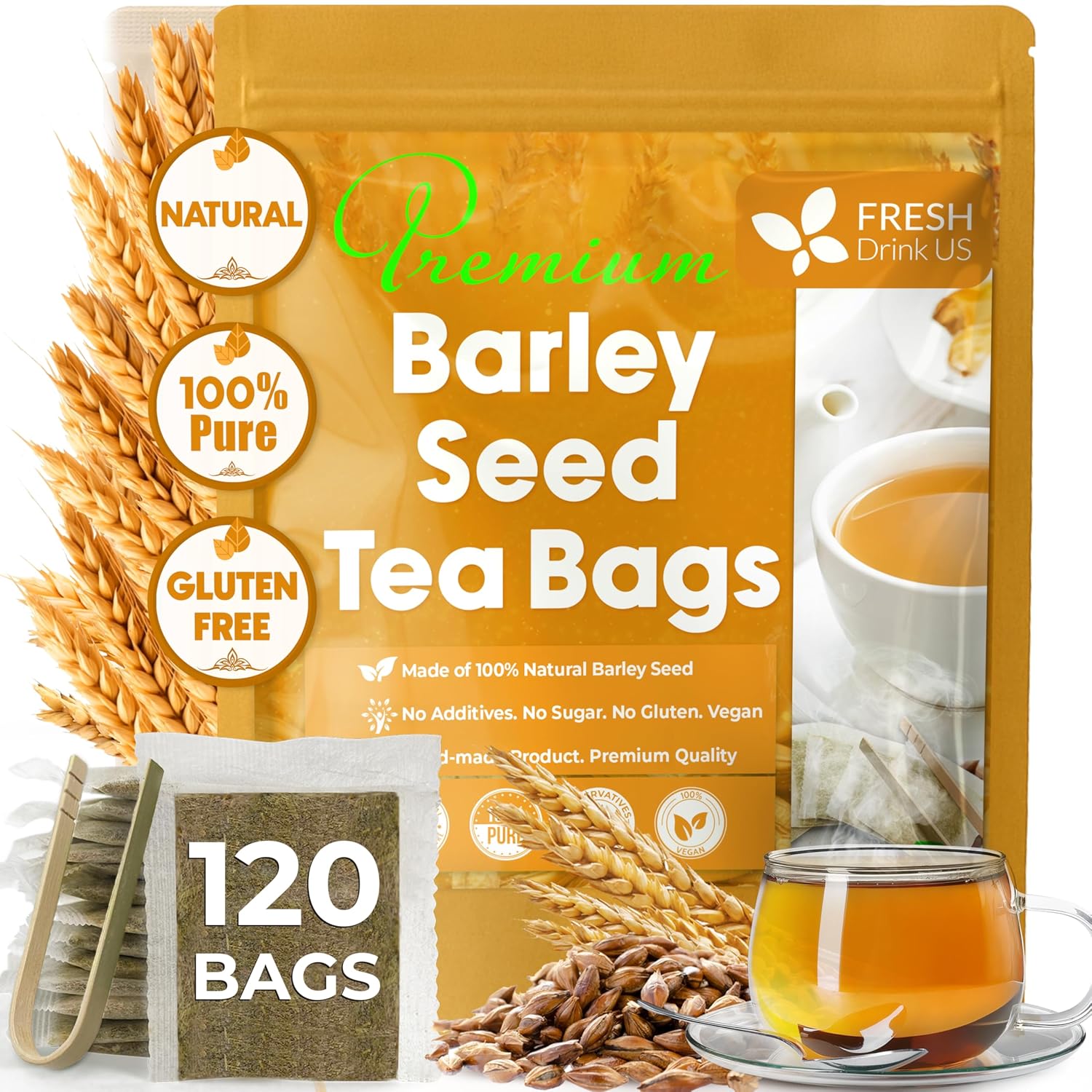 Premium Barley Tea Bags, 100% Natural & Pure from Barley. Loose Barey Herbal Tea. No Sugar, No Caffeine, No Gluten, Vegan. | Tea | Wiccan Center