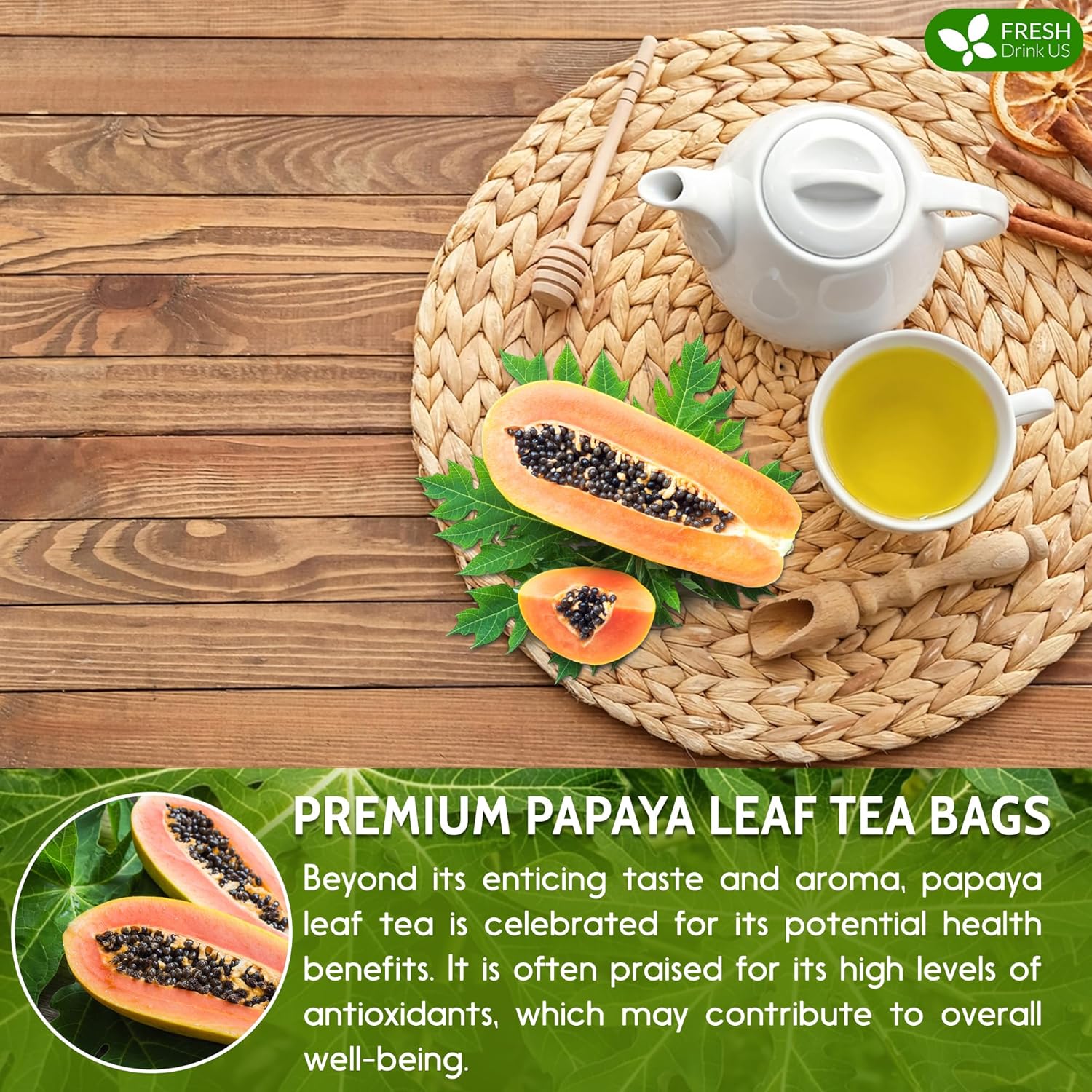 Premium Papaya Leaf Tea Bags, Made with Natural Material Tea Bags. No Sugar, No Caffeine, No Gluten, Vegan. | Tea | Wiccan Center