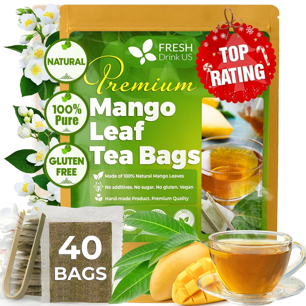 Mango Leaf, Whole Dried Leaves, Tea Bags, Powder, 100% Natural & Pure from Mango Leaves. Mango Dried Leaves. Loose Leaf Mango Herbal Tea. Mango Leaf Tea. No Sugar, No Caffeine, No Gluten, Vegan. | Tea | Wiccan Center