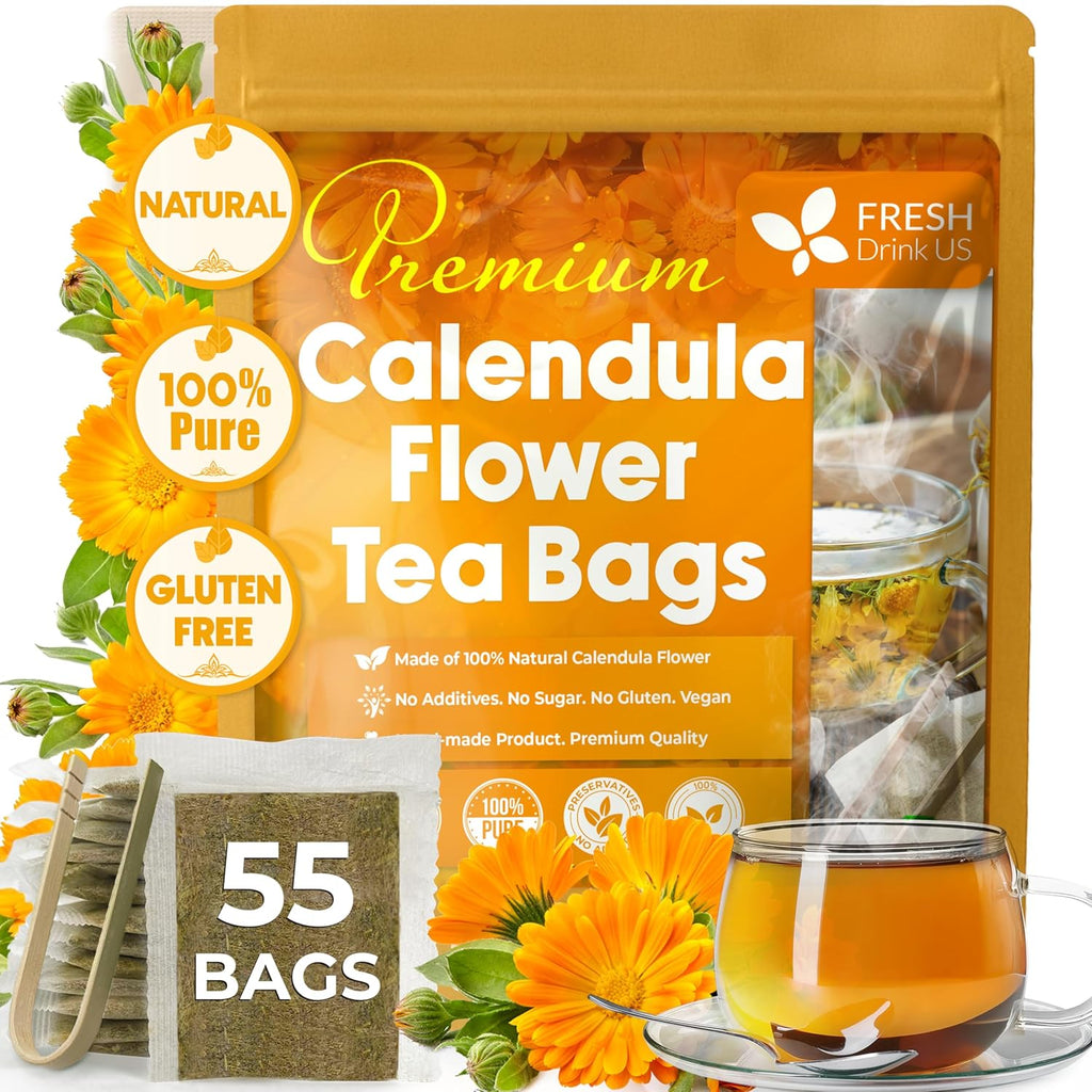 Calendula Tea Bags, 100% Natural and Pure Calendula Flowers, Eco-conscious Tea Bags. Calendula Flower Herbal Tea. No Sugar, No Caffeine, No Gluten, Vegan. | Tea | Wiccan Center