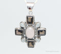 Vintage Smoky Topaz Rose Quartz Southwestern Cross Sterling Silver Pendant | Jewelry > Necklaces > Pendants | Wiccan Center