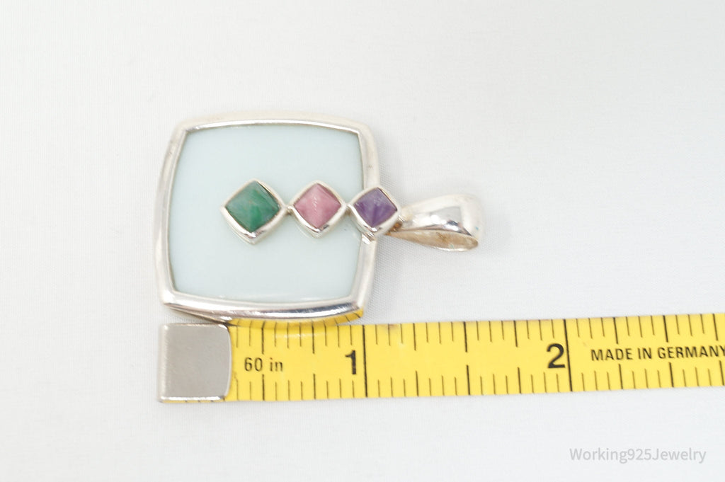 Designer Whitney Kelly Designs Multi Color Jade Sterling Silver Necklace Pendant | Jewelry > Necklaces > Pendants | Wiccan Center