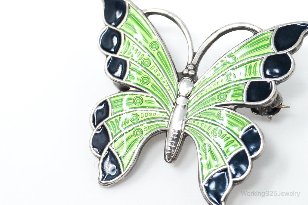 Vintage Danish Meka Butterfly Enamel Sterling Silver Pin Brooch | Jewelry > Brooches, Pins & Clips | Wiccan Center