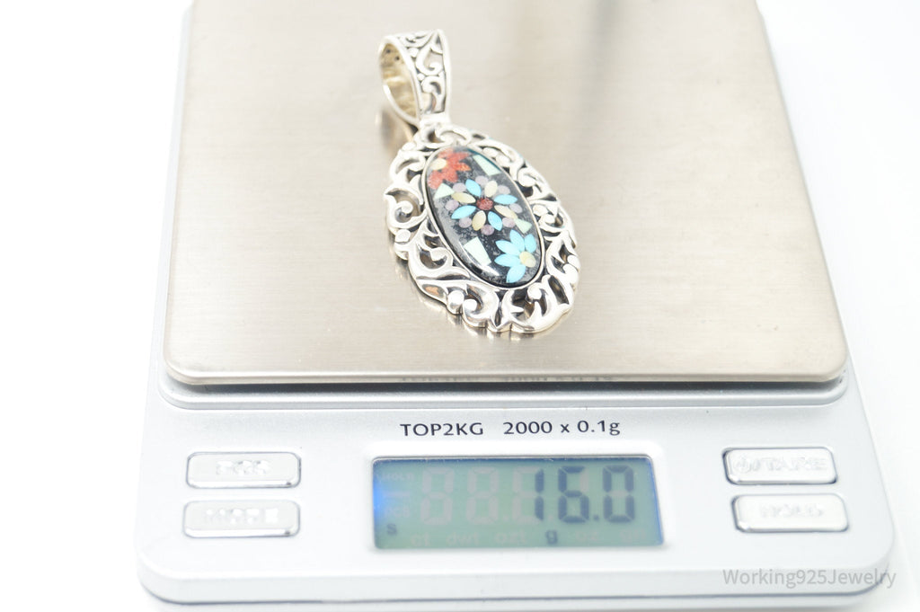 Vintage Carolyn Pollack Relios Multi Gem Flower Sterling Silver Pendant | Jewelry > Necklaces > Pendants | Wiccan Center