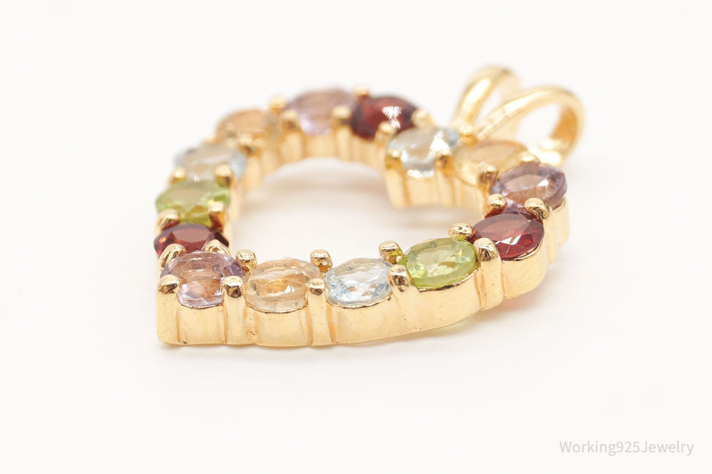 Designer Multi Gemstone Gold Vermeil Sterling Silver Heart Pendant | Jewelry > Necklaces > Pendants | Wiccan Center
