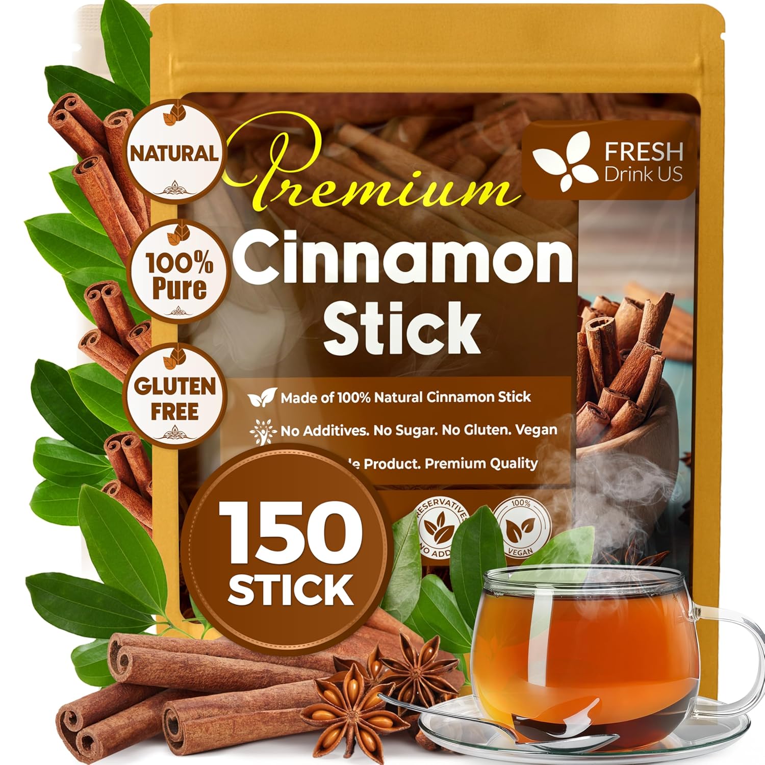 Cinnamon Sticks, Whole Sticks, 100% Natural & Pure Cinnamon Inner Bark, Raw Cinnamon Spice Flavor & Strong Aroma, Cinnamon Spice Herbal Tea, Perfect for Warm Beverages, No Additives, Vegan | Tea | Wiccan Center