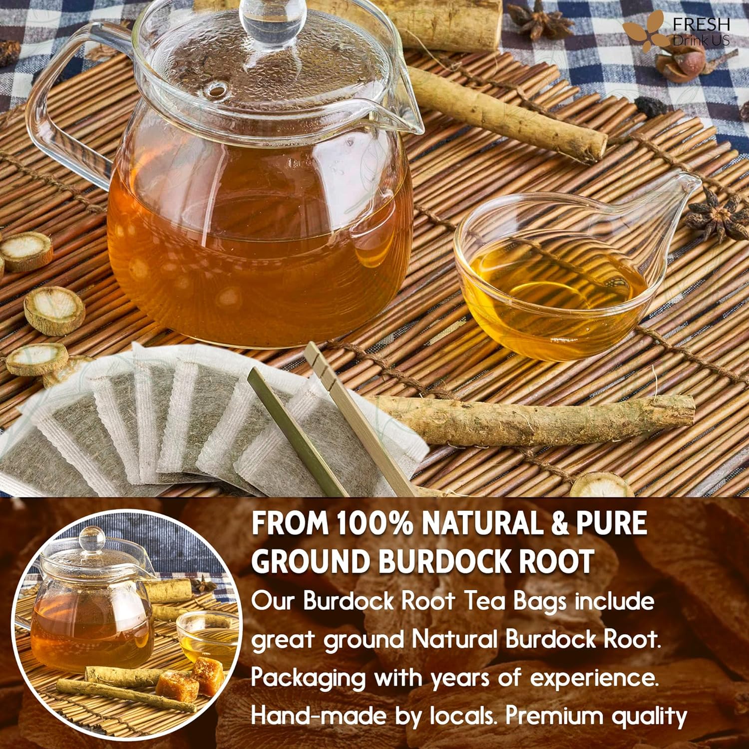 Burdock Root Tea Bags, 100% Natural & Pure from Burdock Root. Burdock Root Herbal Tea. Burdock Root Tea. No Sugar, No Caffeine, No Gluten, Vegan. | Tea | Wiccan Center