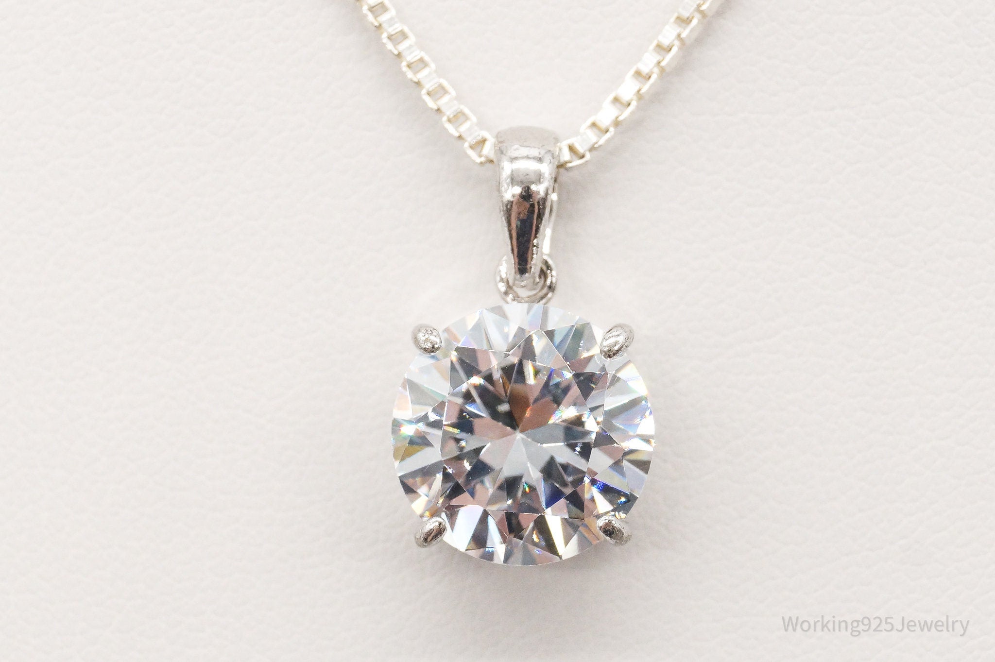 Vintage Large Cubic Zirconia Sterling Silver Necklace | Jewelry > Necklaces > Pendants | Wiccan Center