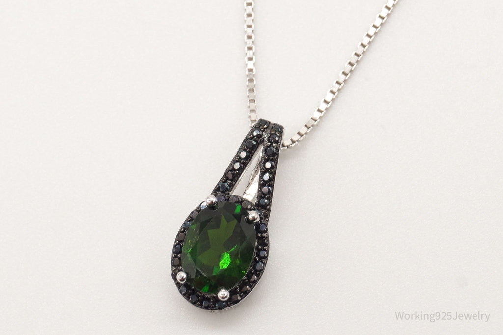 Vintage Designer JZ Emerald Black Spinel Sterling Silver Necklace | Jewelry > Necklaces > Pendants | Wiccan Center