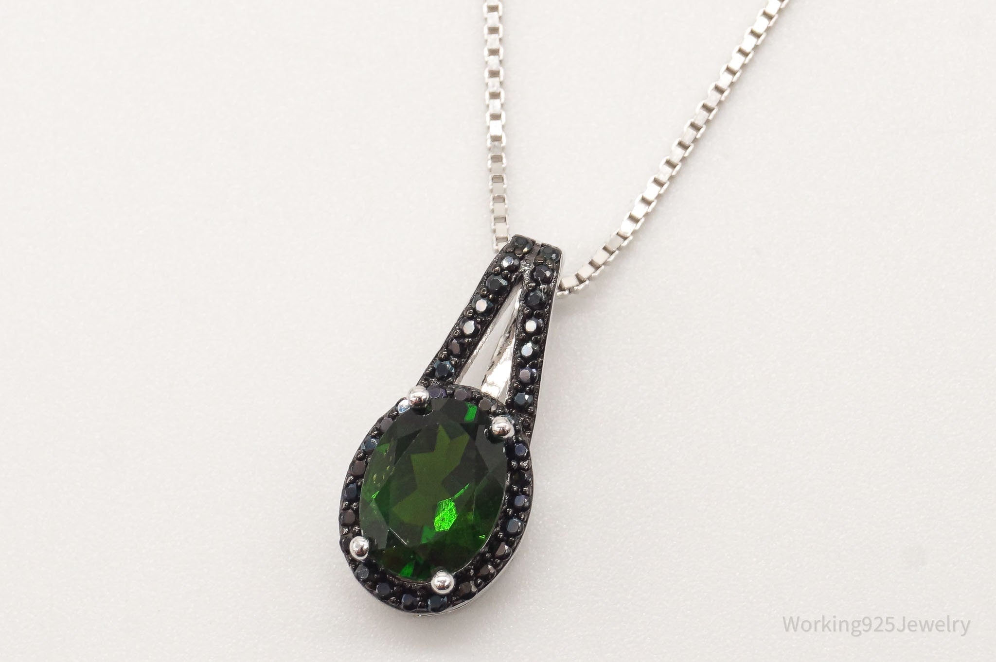 Vintage Designer JZ Emerald Black Spinel Sterling Silver Necklace | Jewelry > Necklaces > Pendants | Wiccan Center