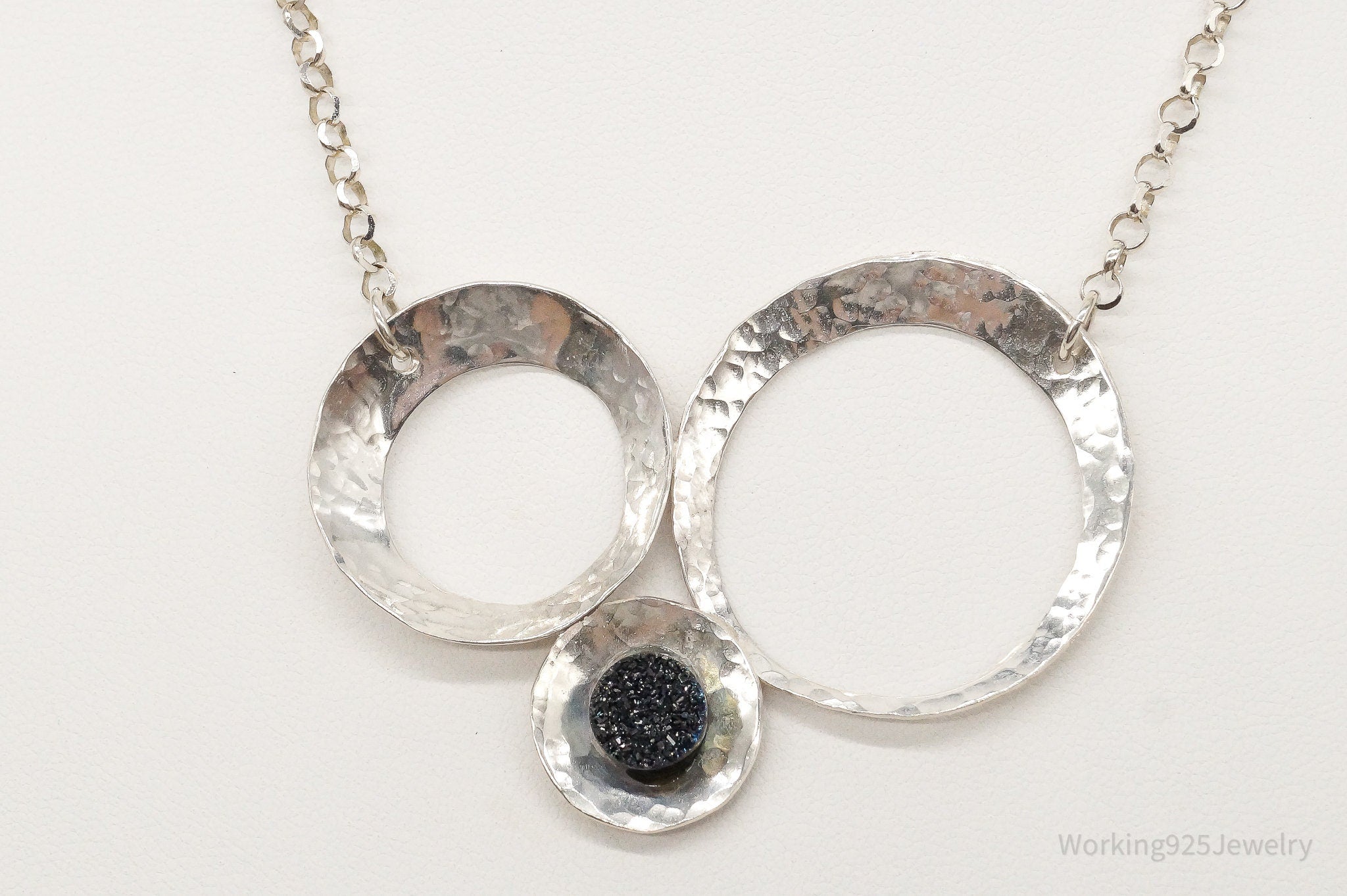 Modernist Druzy Quartz Sterling Silver Necklace | Jewelry > Necklaces > Pendants | Wiccan Center