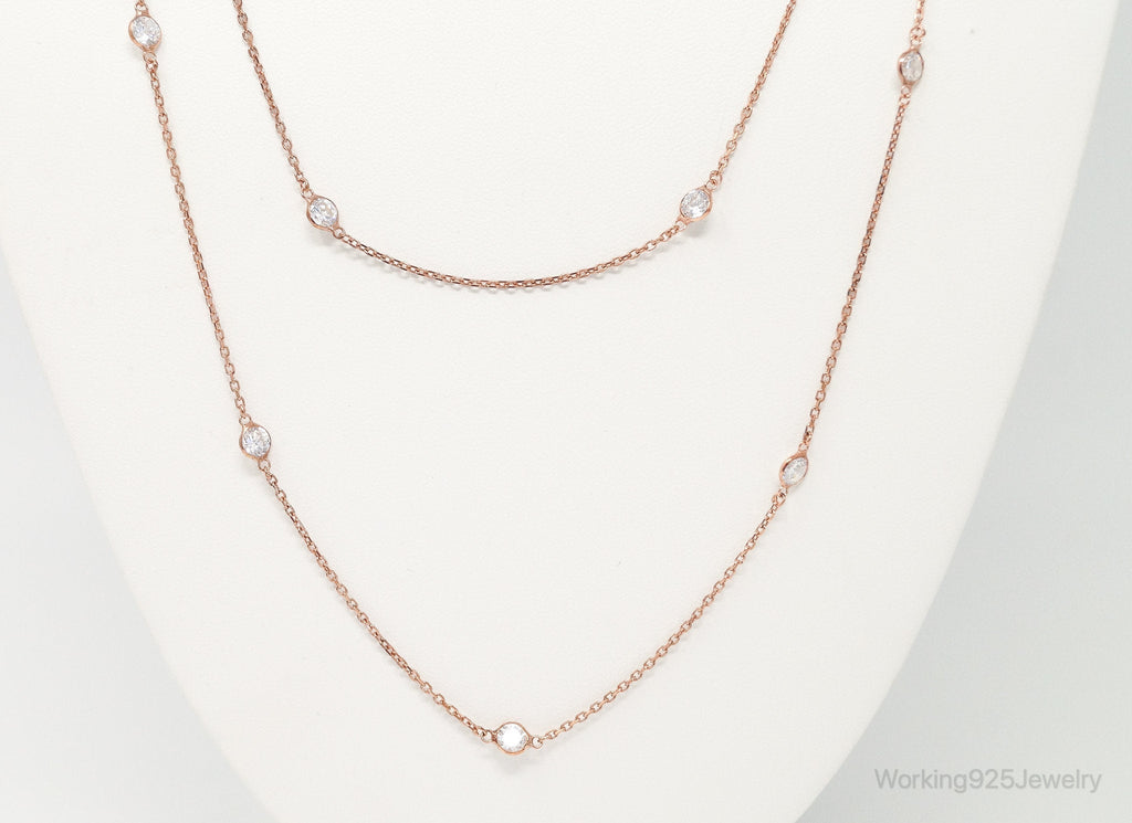 Vintage Rose Gold Vermeil Cubic Zirconia Sterling Silver Necklace | Jewelry > Necklaces > Pendants | Wiccan Center