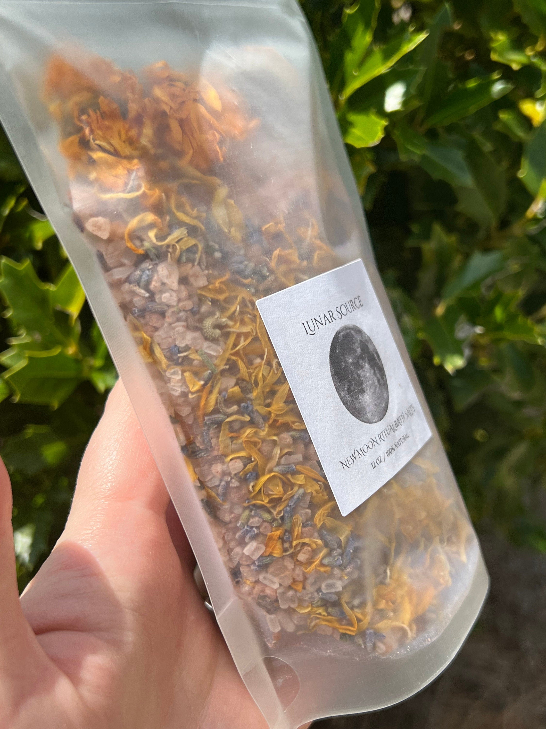 New Moon Ritual Bath Salts | New Beginnings Spiritual Witchy Energy Clearing Herbal Clear Quartz Crystal Bath Soak | Artemis Luna Goddess | | Wiccan Center