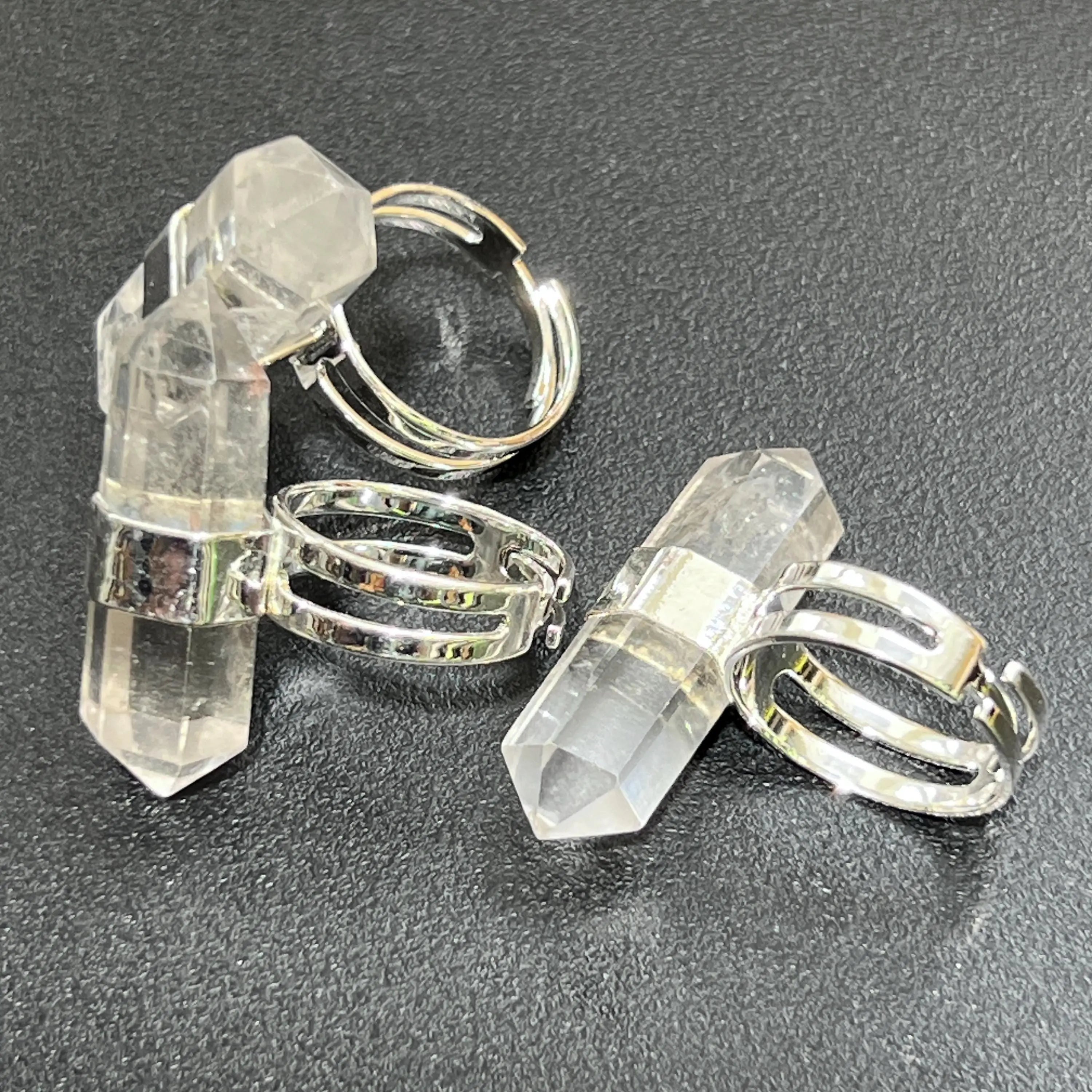 Quartz Crystal Point Adjustable Ring (Silver Plated) Costume Jewelry Supply | Jewelry > Bracelets > Cuff Bracelets | Wiccan Center