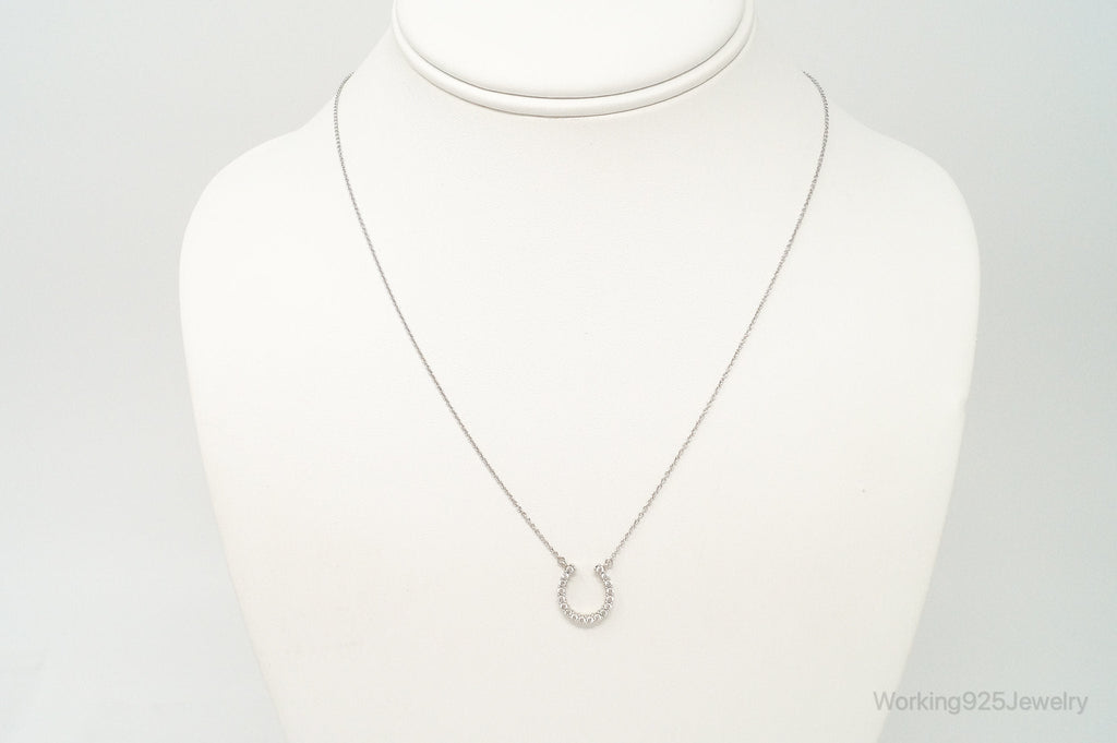 Vintage Horse Shoe Cubic Zirconia Sterling Silver Necklace | Jewelry > Necklaces > Pendants | Wiccan Center
