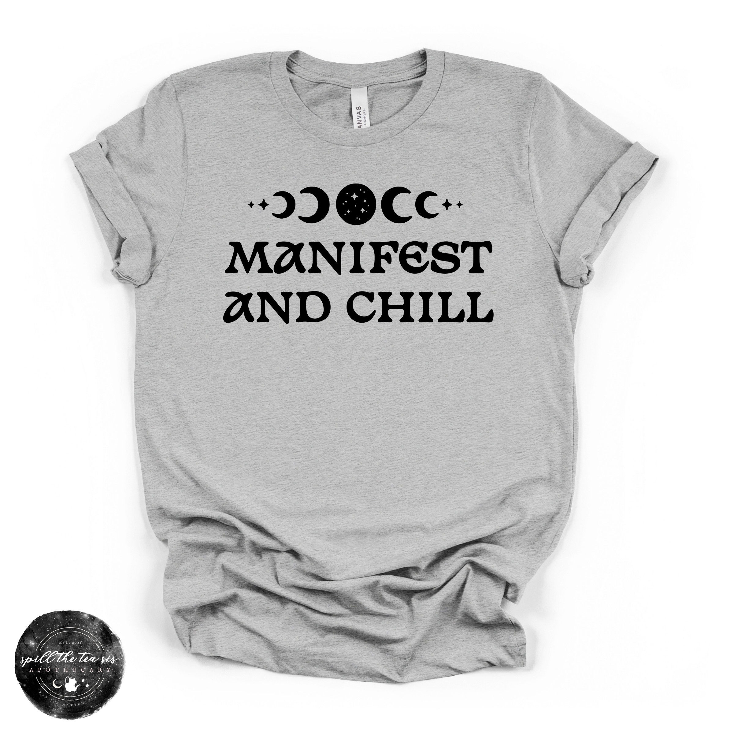 Manifest and Chill Tee (BLACK DESIGN) | Witchy Graphic T-Shirt | | Wiccan Center