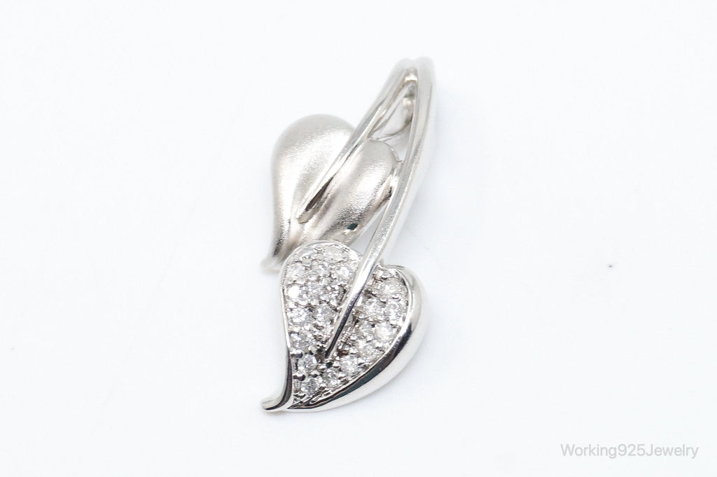 Vintage Cubic Zirconia Leaves Sterling Silver Necklace Pendant | Jewelry > Necklaces > Pendants | Wiccan Center