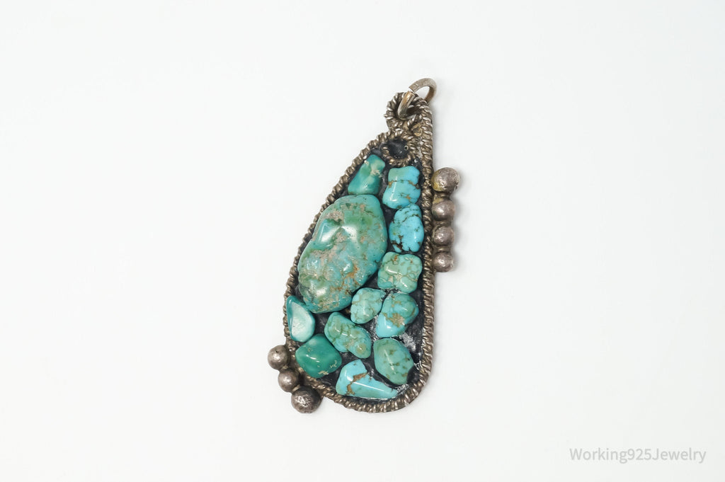 Vintage Handmade Native American RC Turquoise Sterling Silver Pendant | Jewelry > Necklaces > Pendants | Wiccan Center