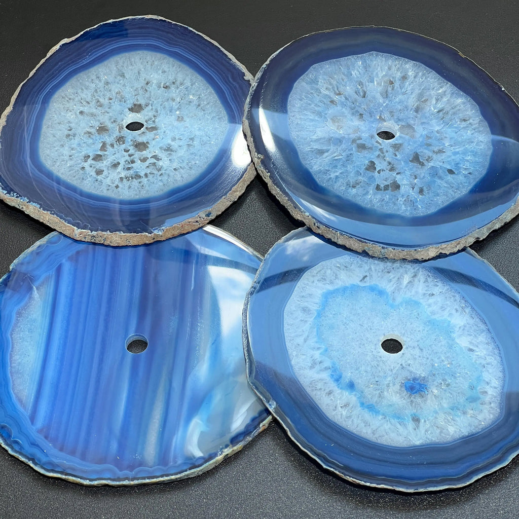 Blue Agate Slice Clock Faces, Center Drilled For Craft Projects Lanterns, Clocks | Home & Living > Home Decor > Home Accents > Rocks & Geodes | Wiccan Center