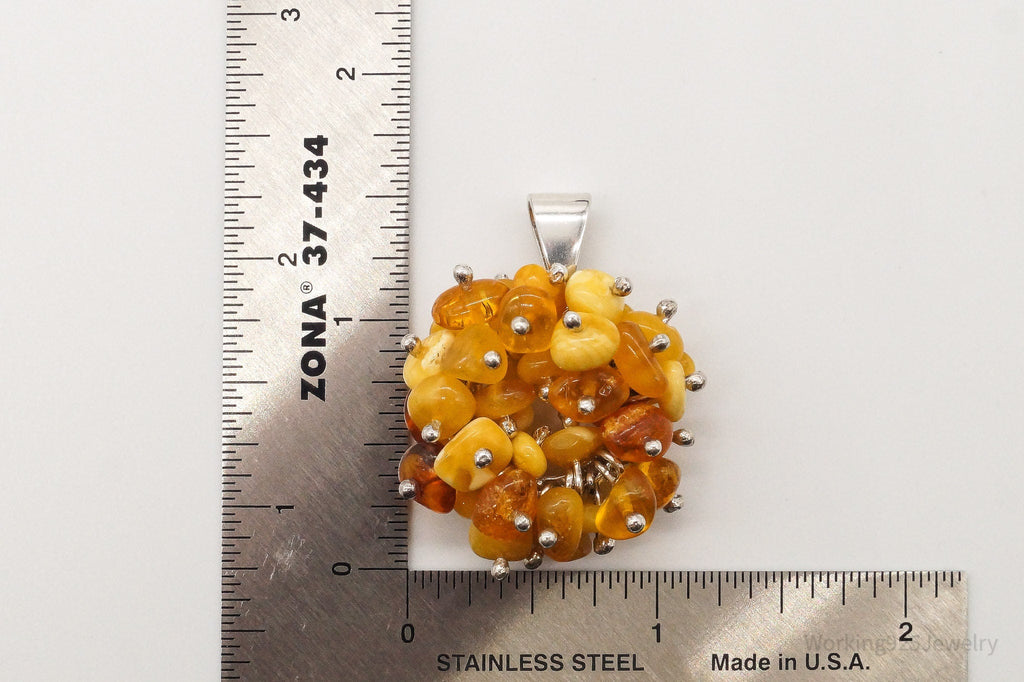 Vintage Amber Modernist Sterling Silver Pendant | Jewelry > Necklaces > Pendants | Wiccan Center
