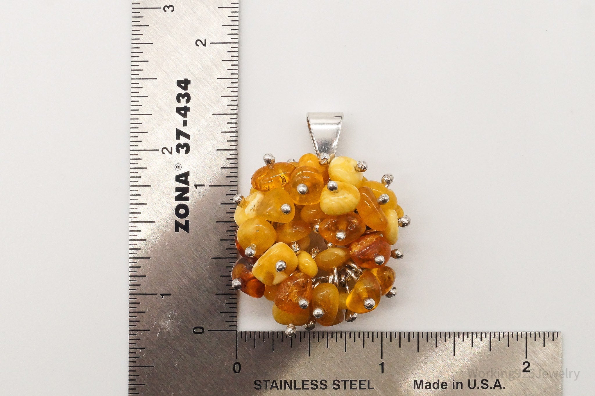 Vintage Amber Modernist Sterling Silver Pendant | Jewelry > Necklaces > Pendants | Wiccan Center