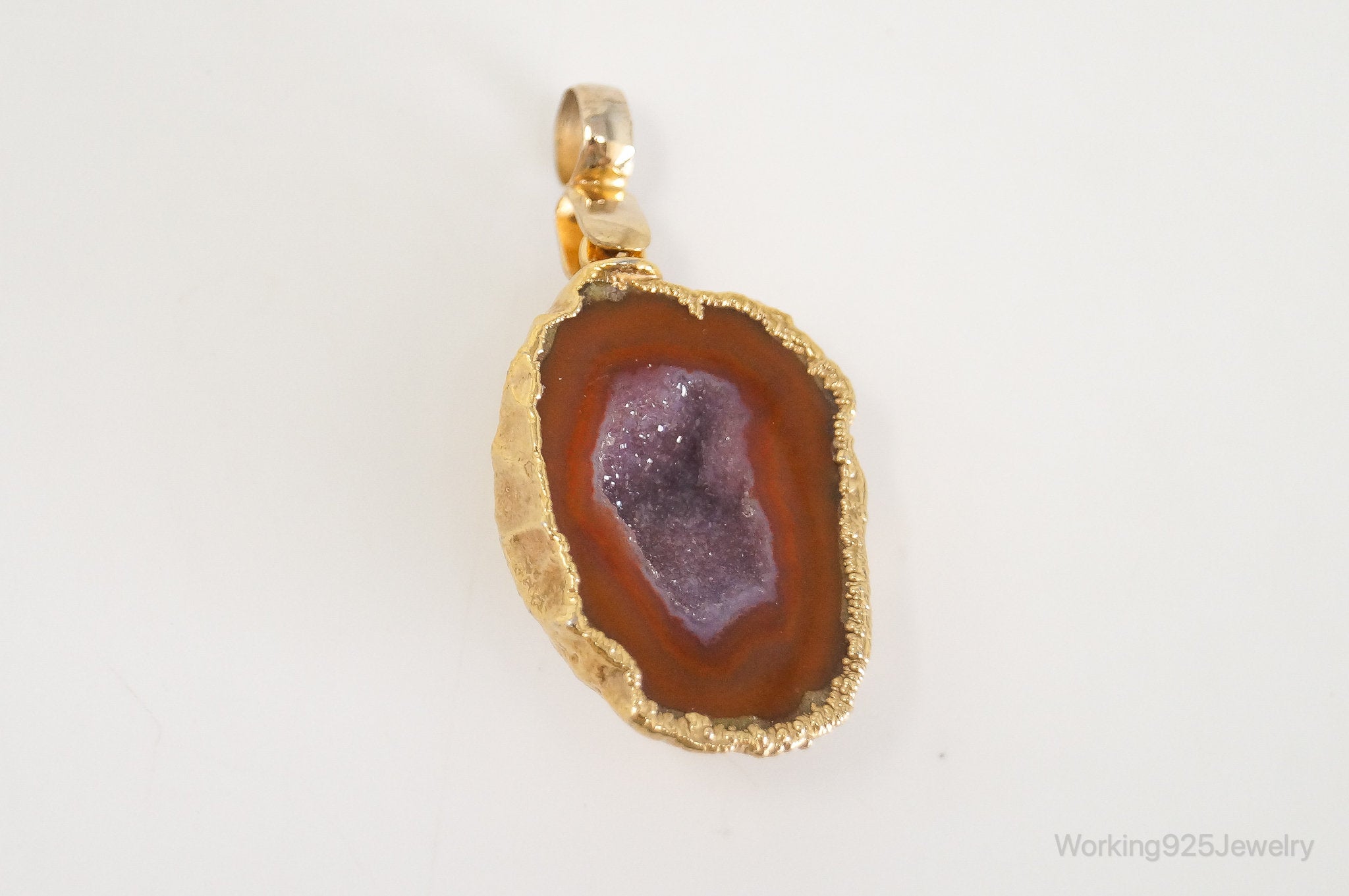 Vintage Druzy Agate Geode Gold Vermeil Sterling Silver Necklace Pendant | Jewelry > Necklaces > Pendants | Wiccan Center