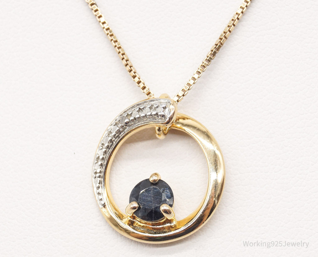Designer Ross Simons Sapphires One Diamond Gold Vermeil Sterling Silver Necklace | Jewelry > Necklaces > Pendants | Wiccan Center