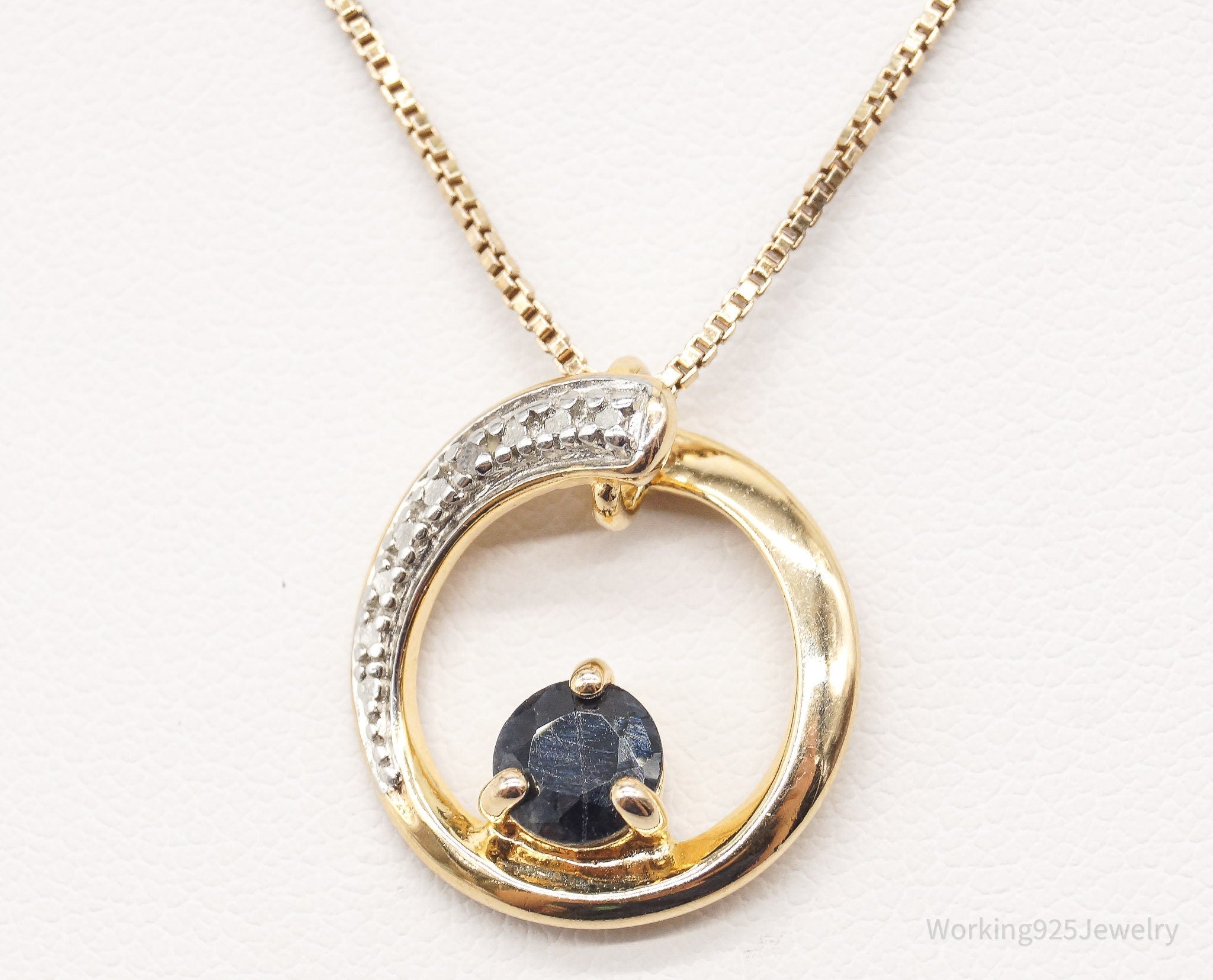 Designer Ross Simons Sapphires One Diamond Gold Vermeil Sterling Silver Necklace | Jewelry > Necklaces > Pendants | Wiccan Center
