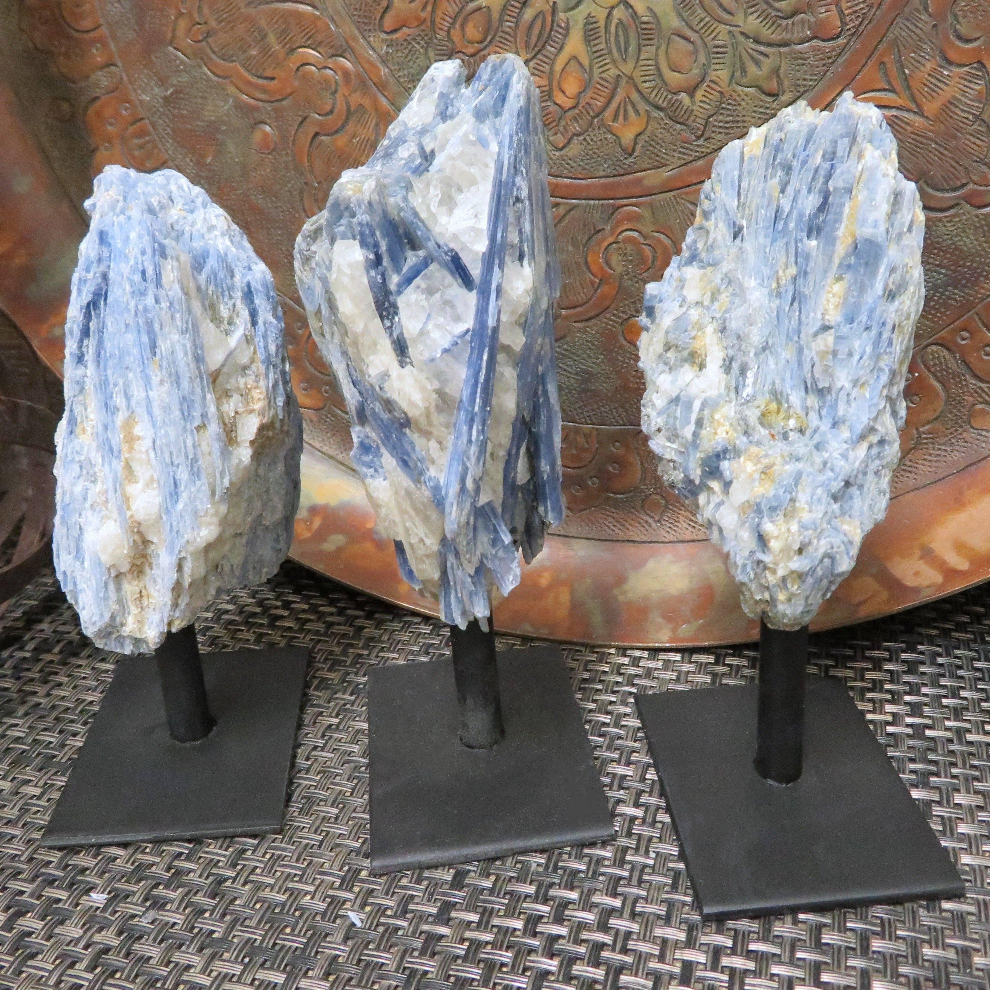 Blue Kyanite Cluster on Metal Stand