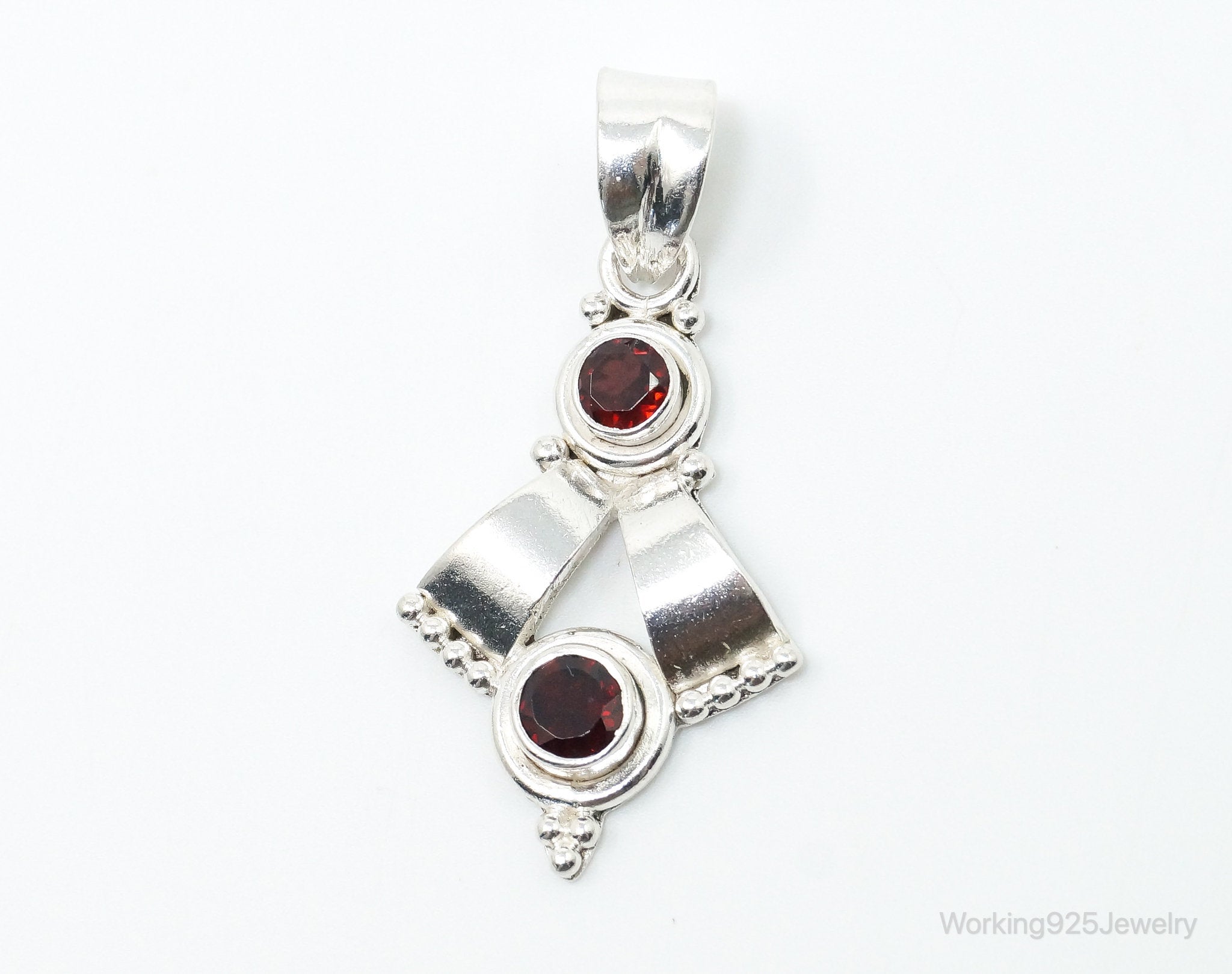 Vintage Garnet Bali Style Sterling Silver Dangle Pendant | Jewelry > Necklaces > Pendants | Wiccan Center
