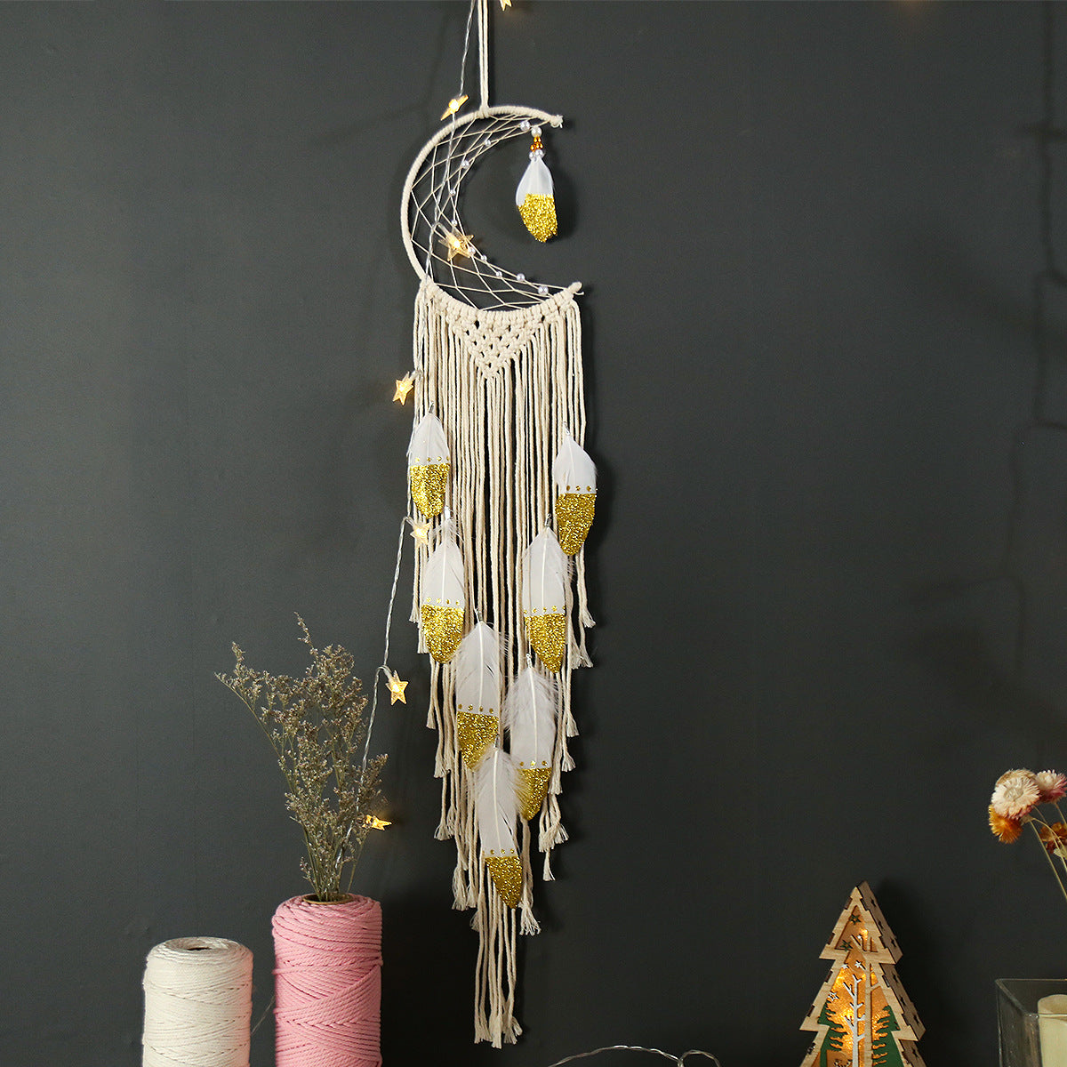 Crescent Dream Catcher Home Decor Gold | 0 | Wiccan Center