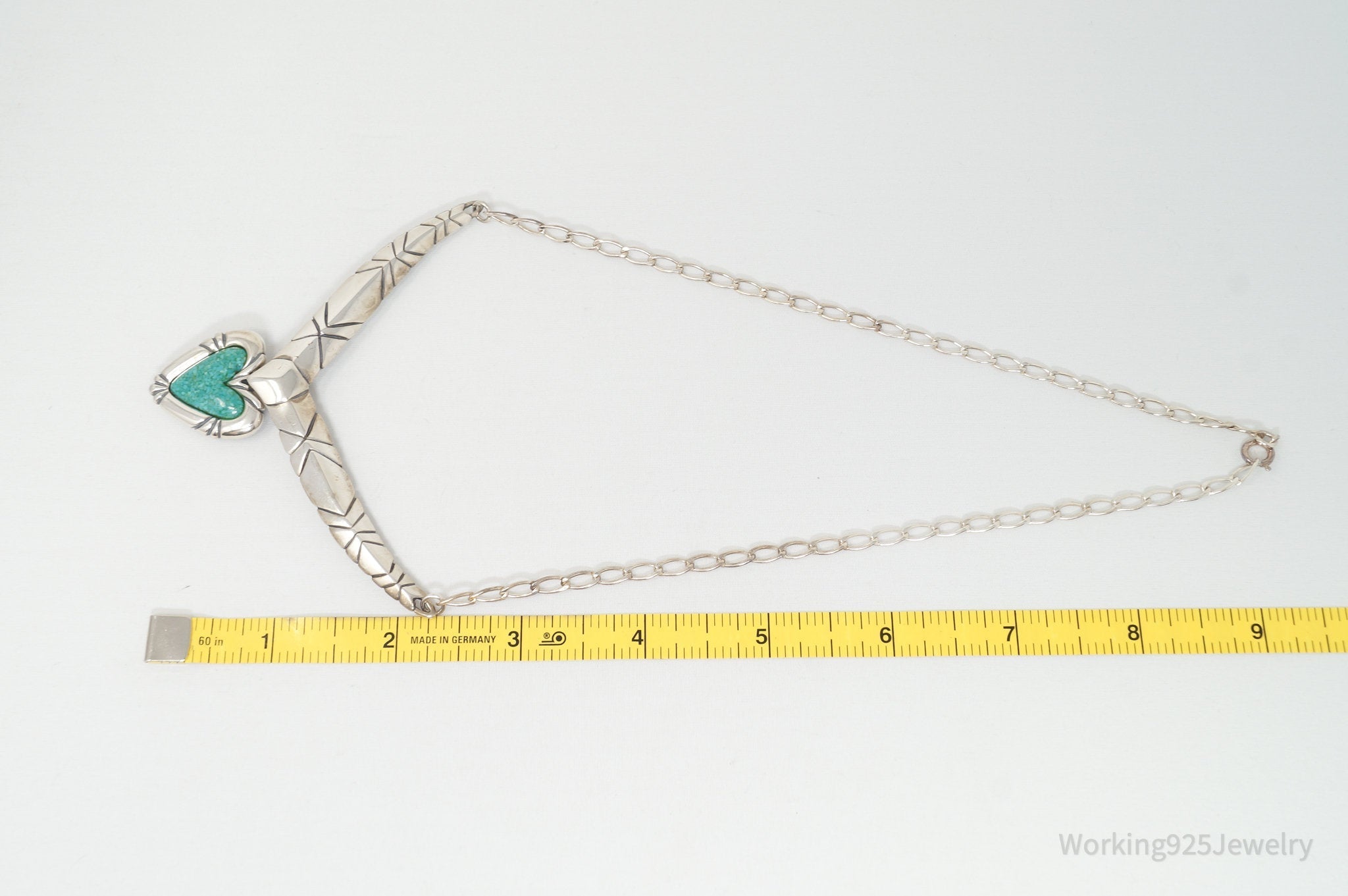 Vintage Designer Carolyn Pollack Turquoise Heart Sterling Silver Necklace | Jewelry > Necklaces | Wiccan Center