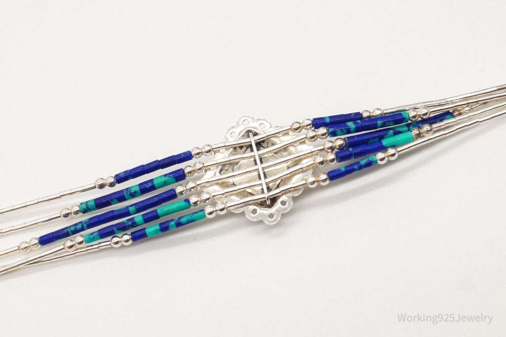 Vintage Native American Azurite Bead Concho Sterling Silver Chain Necklace | Jewelry > Necklaces | Wiccan Center