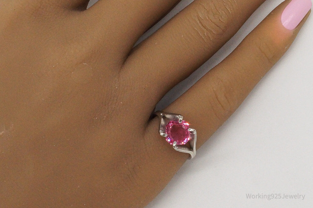 Vintage Designer Espo Pink Cubic Zirconia Sterling Silver Ring - Size 5 | Jewelry > Rings | Wiccan Center