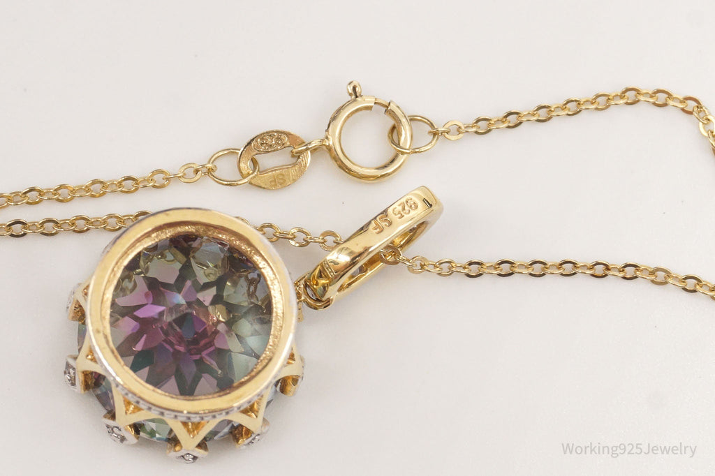 VTG Mystic Topaz Cubic Zirconia Gold Vermeil Sterling Silver Crown Necklace | Jewelry > Necklaces > Pendants | Wiccan Center