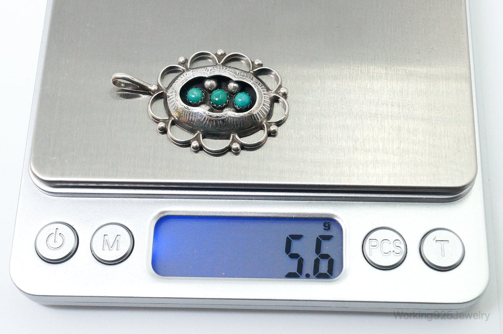 Vintage Native American Unsigned Turquoise Sterling Silver Pendant | Jewelry > Necklaces > Pendants | Wiccan Center